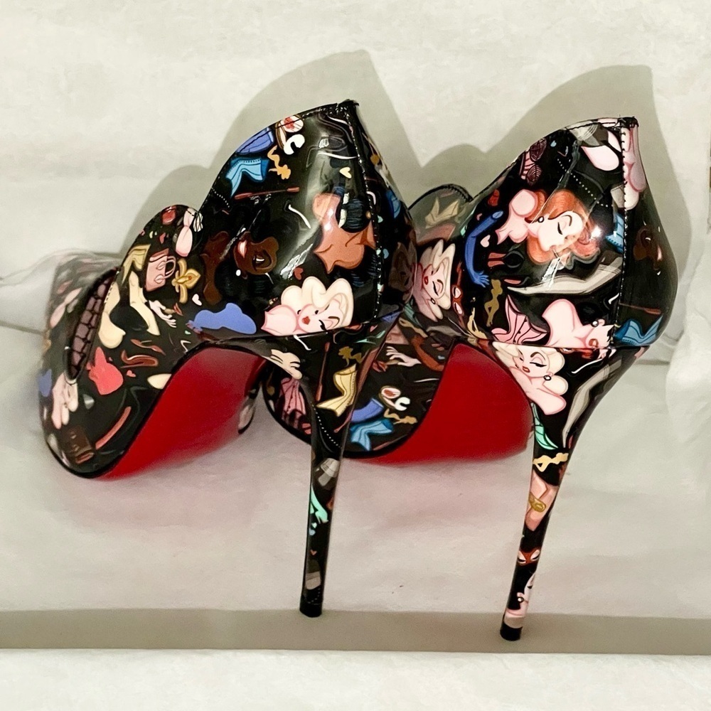 Christian Louboutin HotChick 100 pump Blk Patent Multi “Bored Lin Resille EU37.5 - Picture 6 of 14